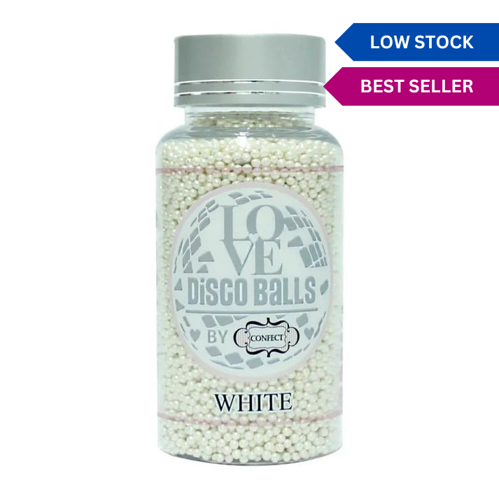 Confect White Disco Balls Sprinkles 2 MM | Grocsy