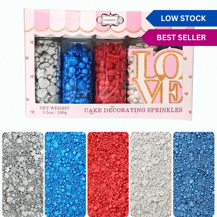 Confect Mix Red, White & Blue Sprinkles | Marvelous Mix Patriotic Sprinkles | Grocsy