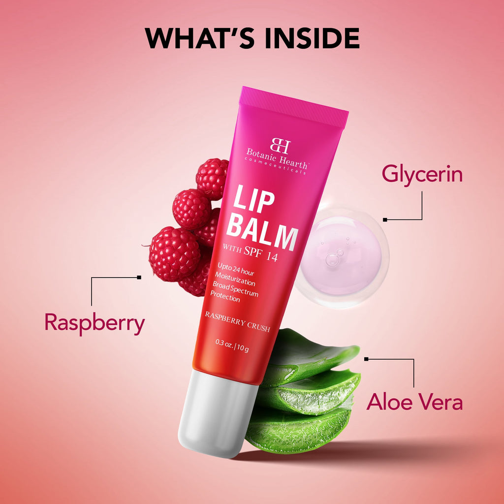 Botanic Hearth Raspberry SPF Lip Balm with Jojoba Oil, Vitamin E & Allantoin | Grocsy