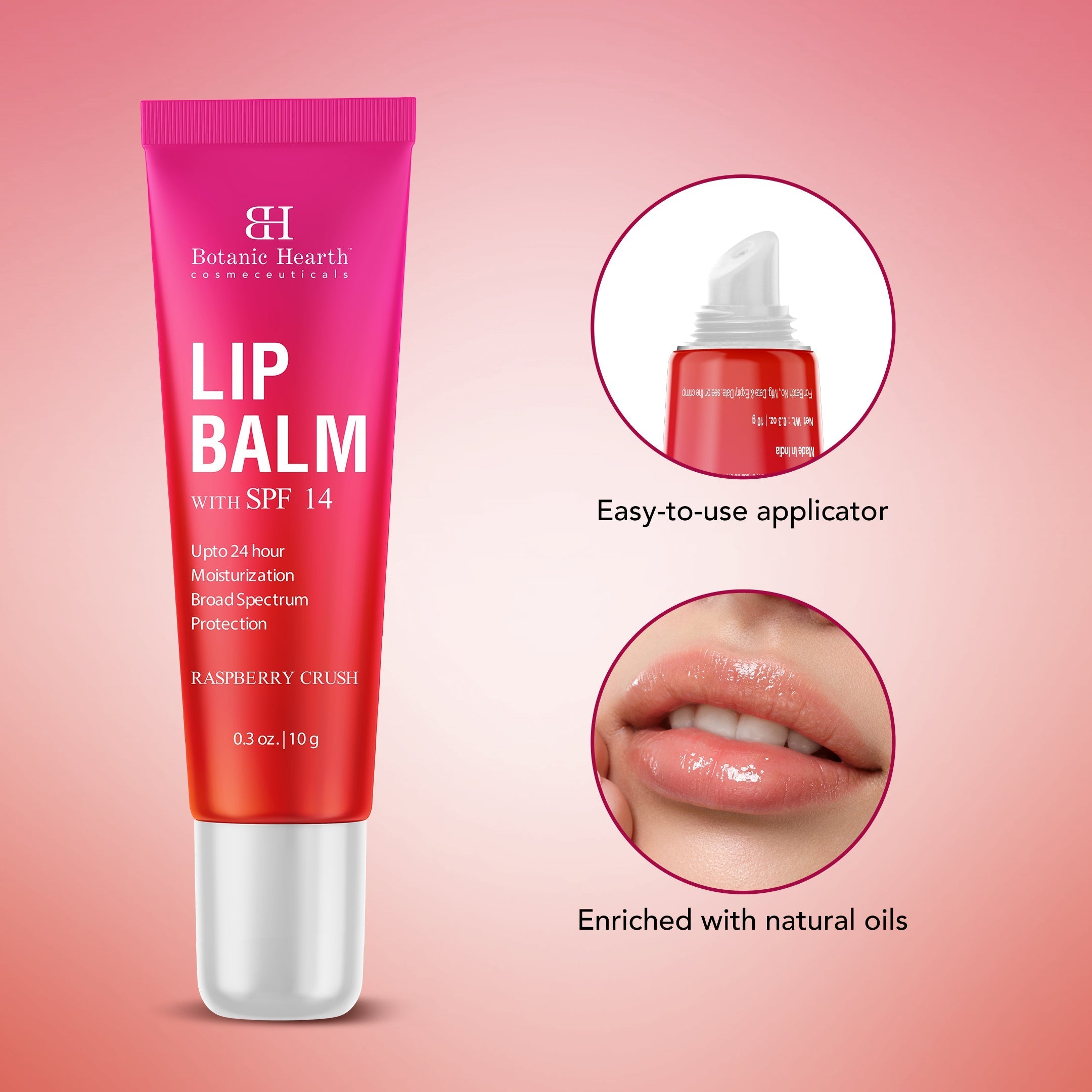 Botanic Hearth Raspberry SPF Lip Balm with Jojoba Oil, Vitamin E & Allantoin | Grocsy