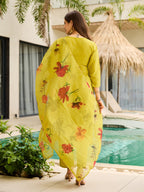 The52 Women Embroidered Rayon Fabric Straight Kurta, Pant and Dupatta Set | Grocsy