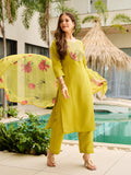 The52 Women Embroidered Rayon Fabric Straight Kurta, Pant and Dupatta Set | Grocsy
