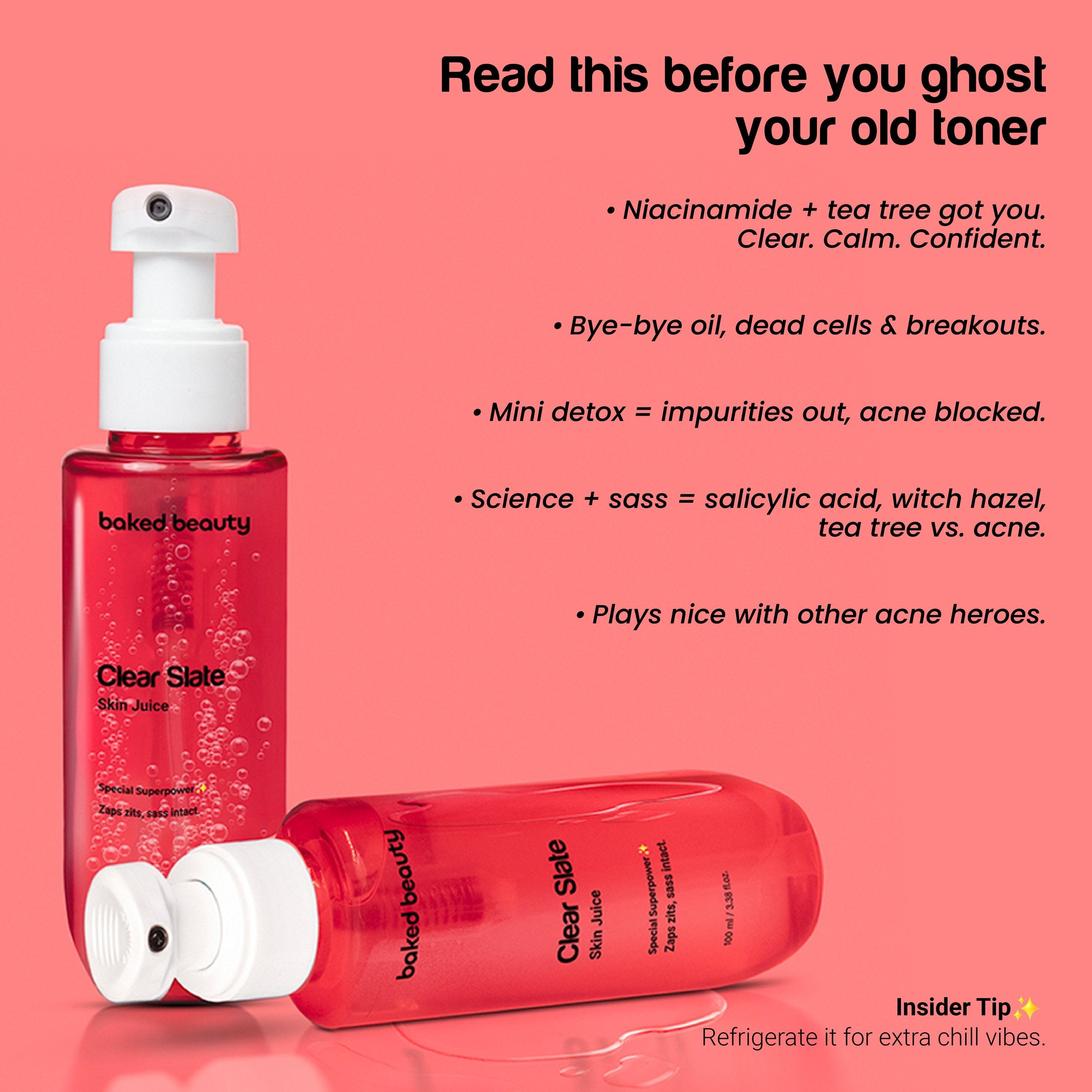 Baked Beauty Clear Slate Skin Juice - Anti Acne Toner | Grocsy
