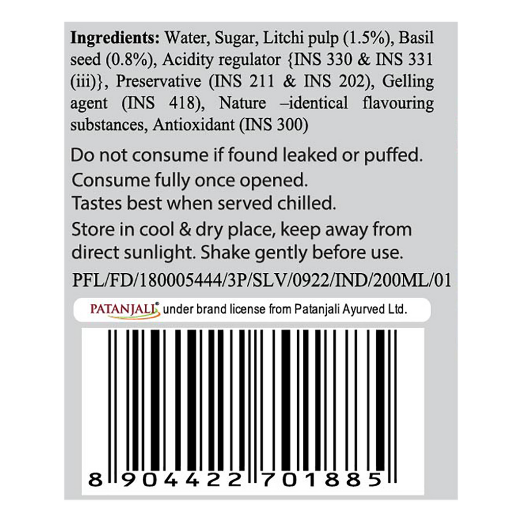 Patanjali Litchi Basil Drink | Grocsy