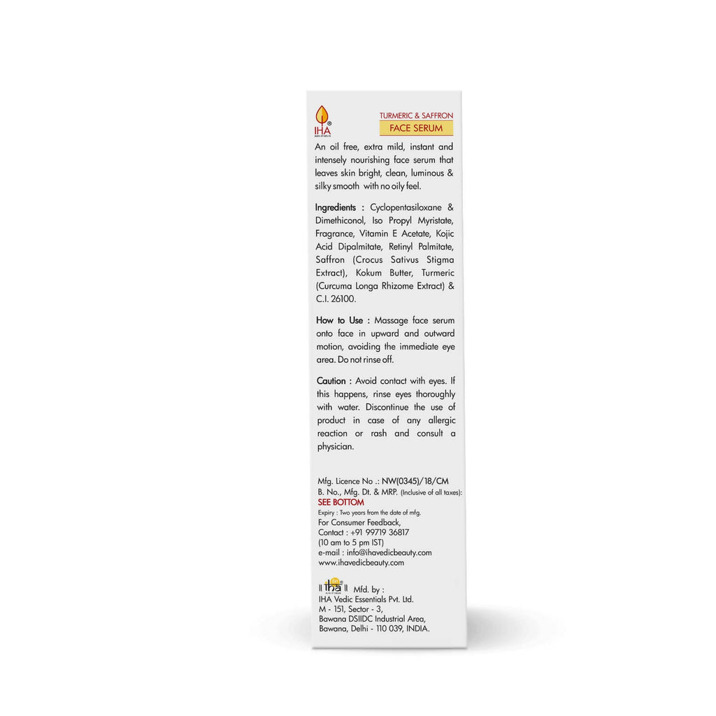 Iha Gold Fluoresce Face Serum with Turmeric & Saffron | Grocsy