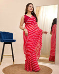 Red Georgette Designer Printed Ready To Wear Saree - Ibiza | Grocsy