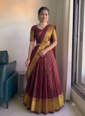 Teeya Creation Classic Maroon Checkered Silk Lehenga Choli with Heavy Zari Border | Grocsy