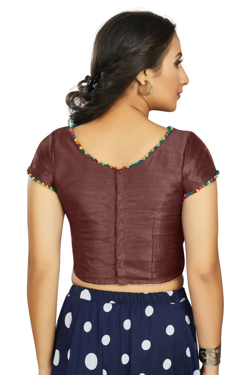 Aastha Fashion Women's Brown Art Silk Designer Party Wear Readymade Blouse | Grocsy