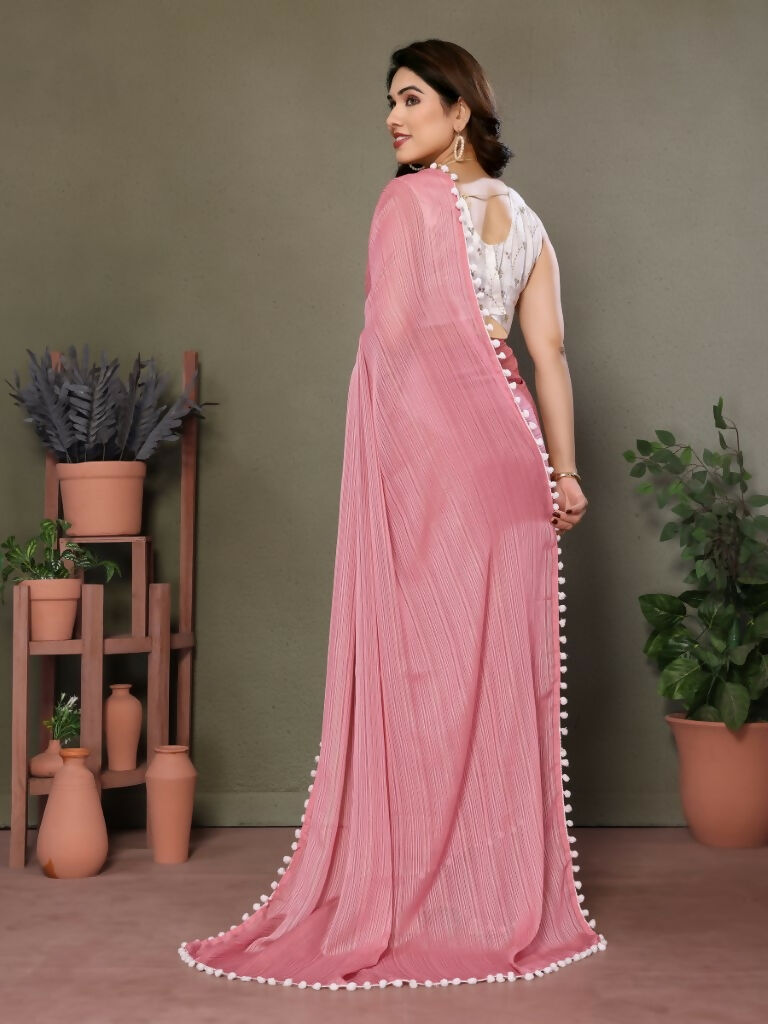 Designer Partywear Pink Banglor Fancy Saree - Kanak | Grocsy