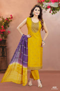 Joban Fashion Women Soft Silk Yellow Round Neck Emroidery Kurta Set | Grocsy