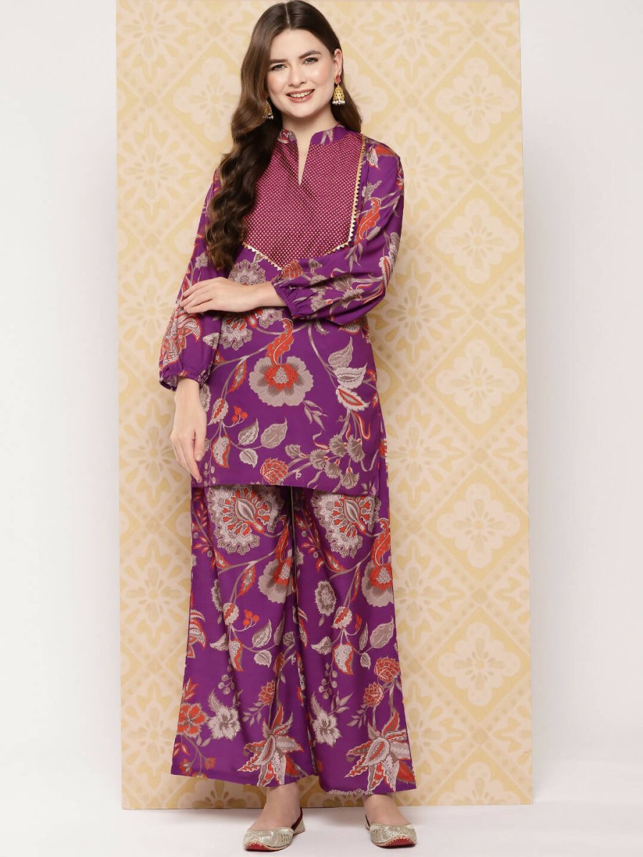 Ahalyaa Women's Traditional Wear Co-ods - Purple | Grocsy