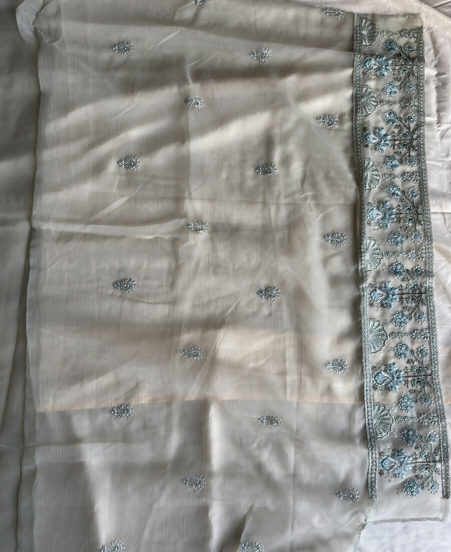 KC Heavy Chiffon Silk Green Hand Embroidered Straight Suit For Women Wedding | Grocsy