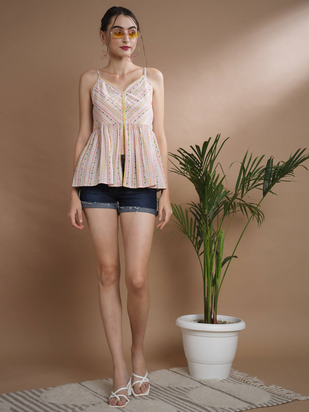 Myshka Women's Multi Printed Sweetheart Neck Top | Grocsy