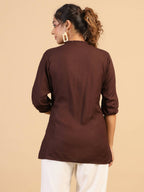 Womens Brown Rayon Solid Top - Keeva | Grocsy