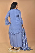 Morchari Women And Hand Embroidery Palazzo Set-Grey | Grocsy