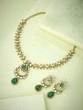 Nuyug 22K Gold-Plated Kundan Studded Faux Jasper Stone Necklace Set | Grocsy