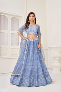 Eilara Women'S Blue Butterfly Net With Sequins And Embroidery Work Lehenga Choli For Party Wear | Grocsy