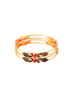 NVR Women Set of 2 Gold-Polished Traditional Daily Use Peacock Design Bangles | Grocsy