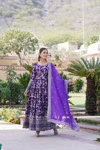 Joban Fashion Purple Viscose Jacquard Sequence Embroidery Work Kurta Set | Grocsy