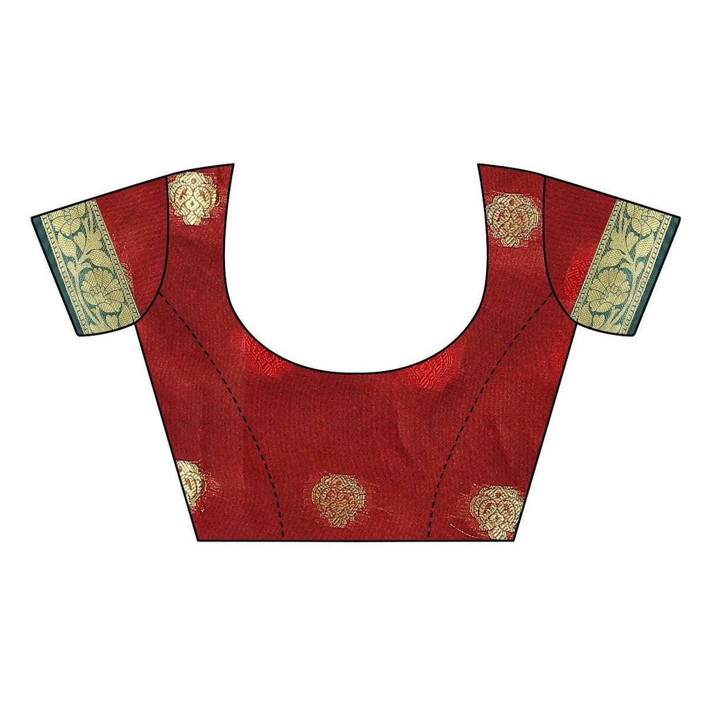 Vamika Banarasi Jaquard Rama Green Weaving Saree | Grocsy