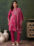 Sangria Self-Designed Winter Kurta & Trousers With Dupatta | Grocsy