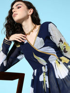 Ahalyaa Women's Traditional wear Kurta - Navy Blue | Grocsy