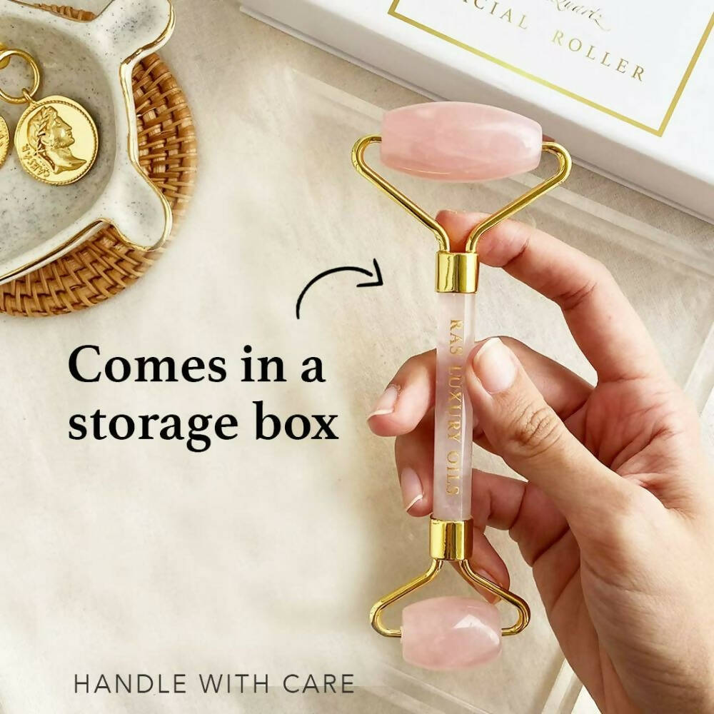 Ras Luxury Oils Rose Quartz Face Massager Roller | Grocsy