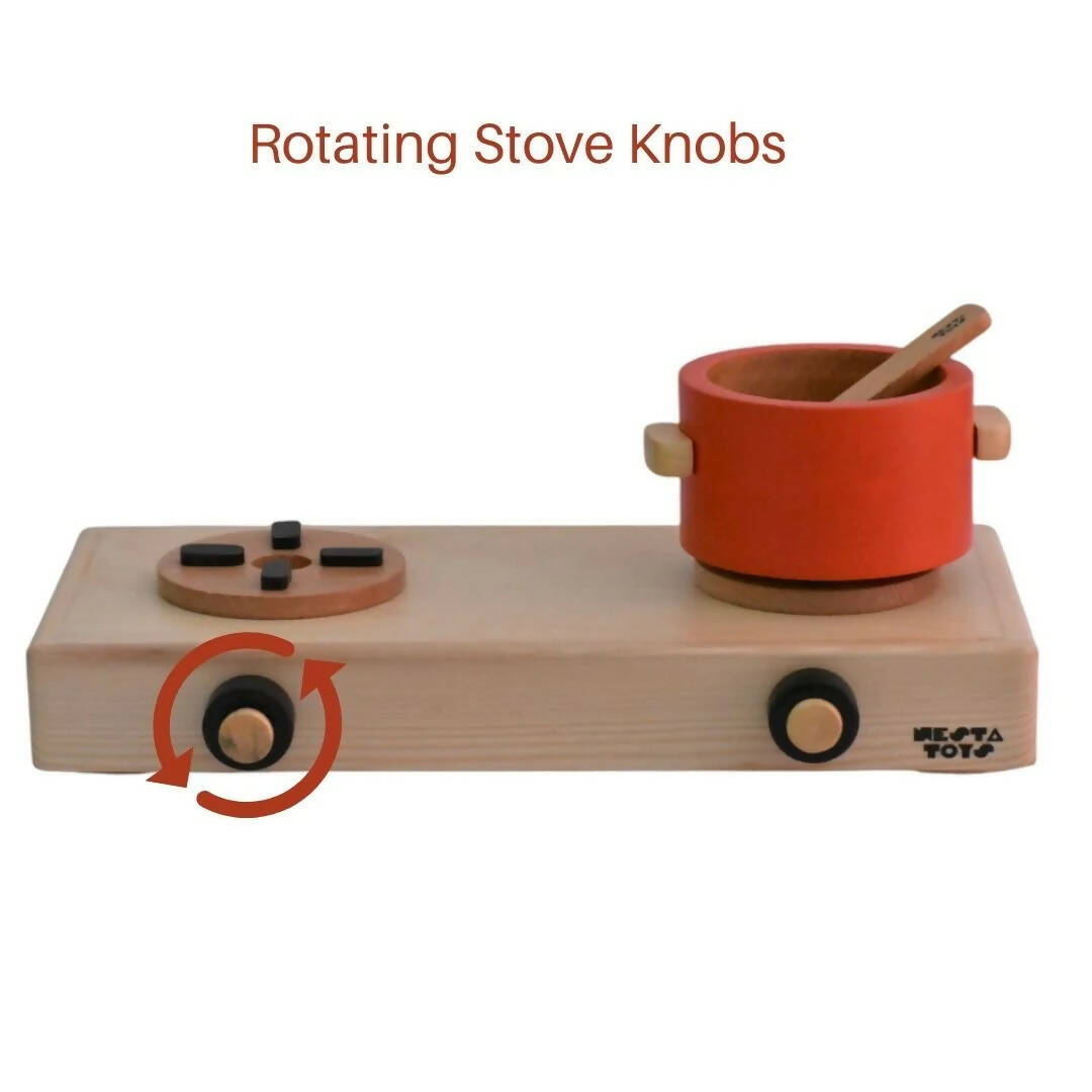 Nesta Toys Wooden Gas Stove Toy | Kitchen Play Toy for Kids | Grocsy