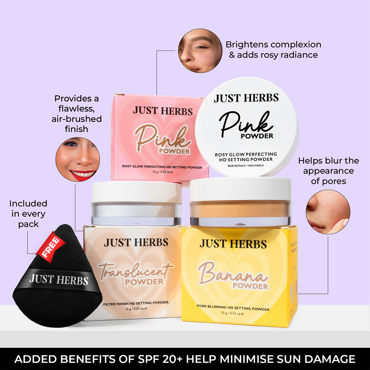 Just Herbs HD Setting Loose Powder - Pink | Grocsy