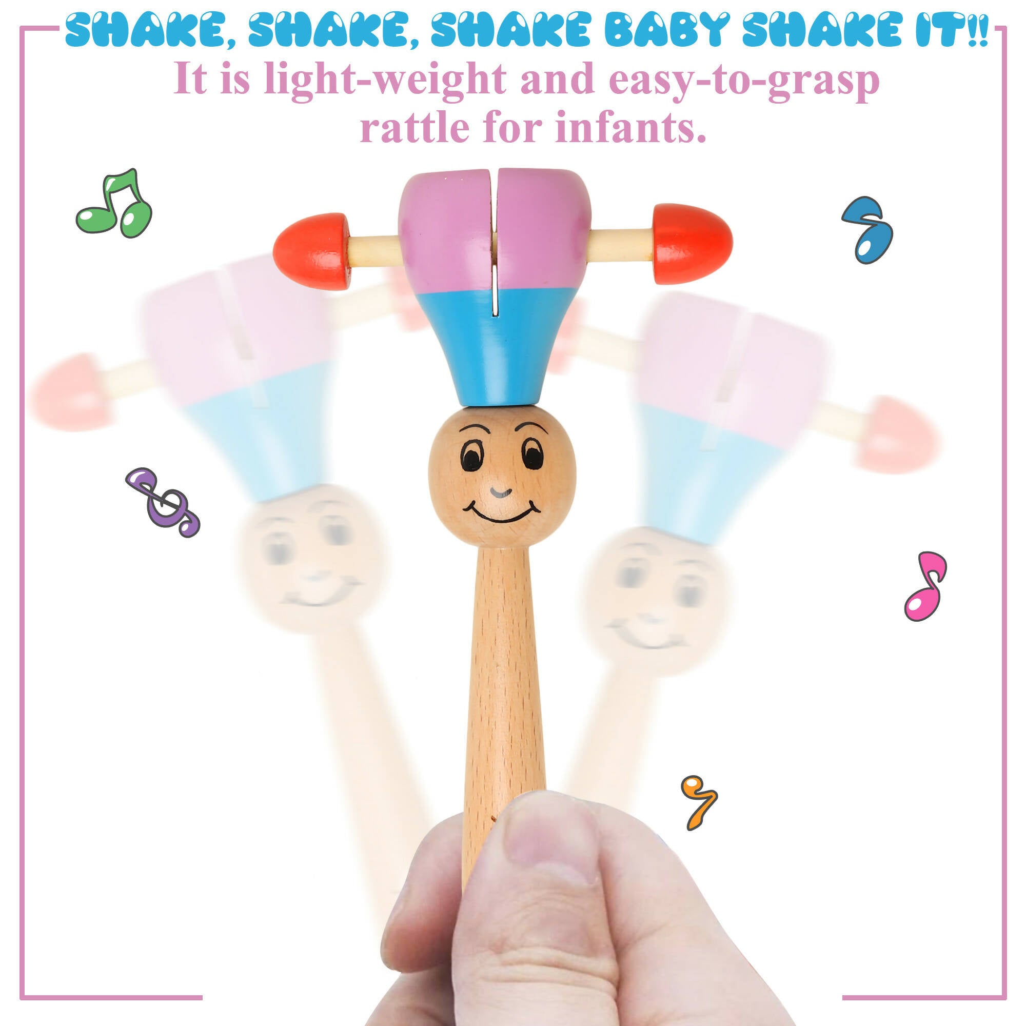 Matoyi Wobbly Panda & Blue Rabbit Pull Along & Maraca For Kids | Grocsy