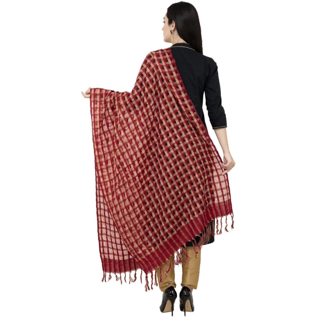 A R Silk Golder Box Regular Dupatta Color Mehroon Dupatta or Chunni | Grocsy