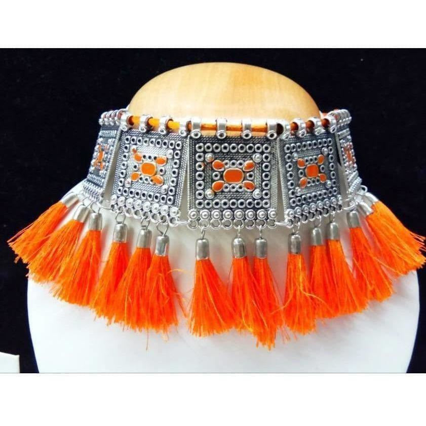 MS Fashion India Traditional Oxidized Orange Necklace for Women | Grocsy