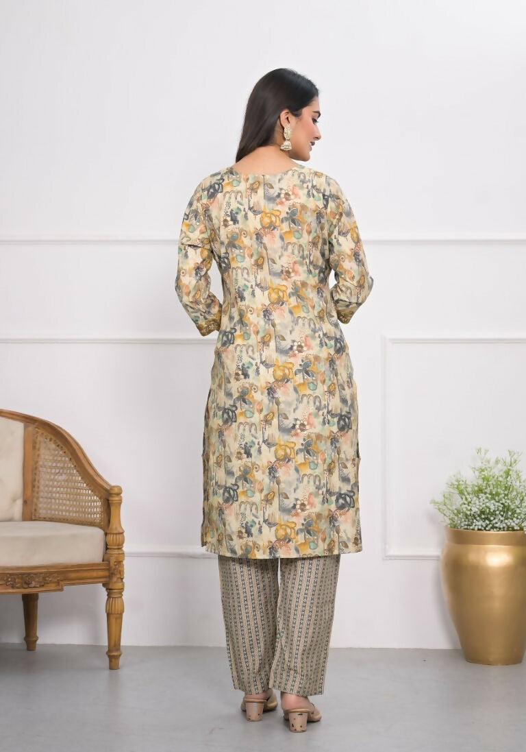 Festive Wear Ethnic Cream chanderi Stitched Suit - Anbazaar | Grocsy