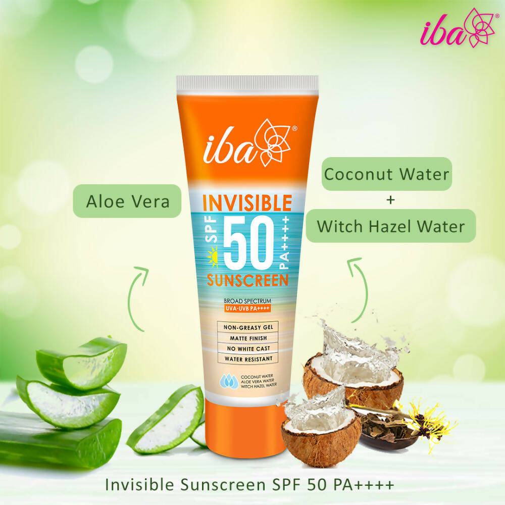 Iba Invisible SPF 50 Pa++++ Sunscreen For All Skin Types Gel Based Oil Free Matte | Grocsy