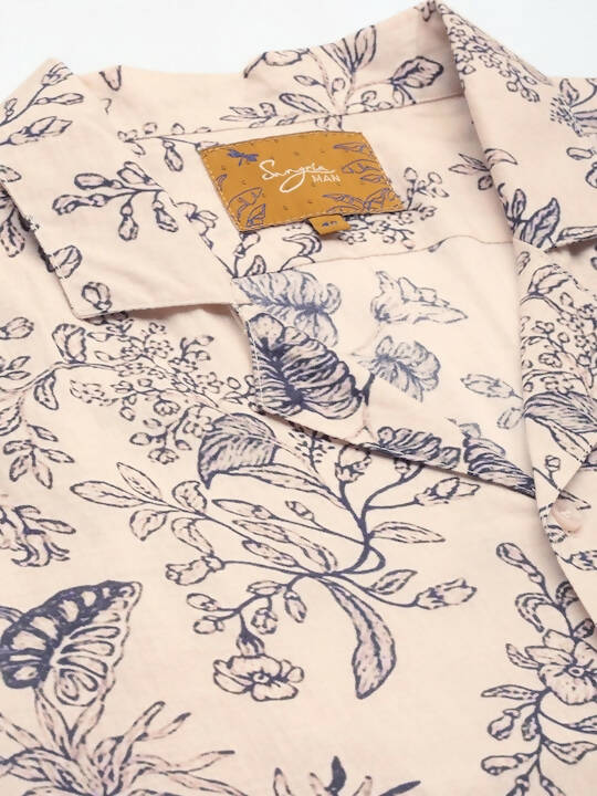 Off White Relaxed Floral Opaque Printed Casual Resort Shirt - Mahotsav | Grocsy