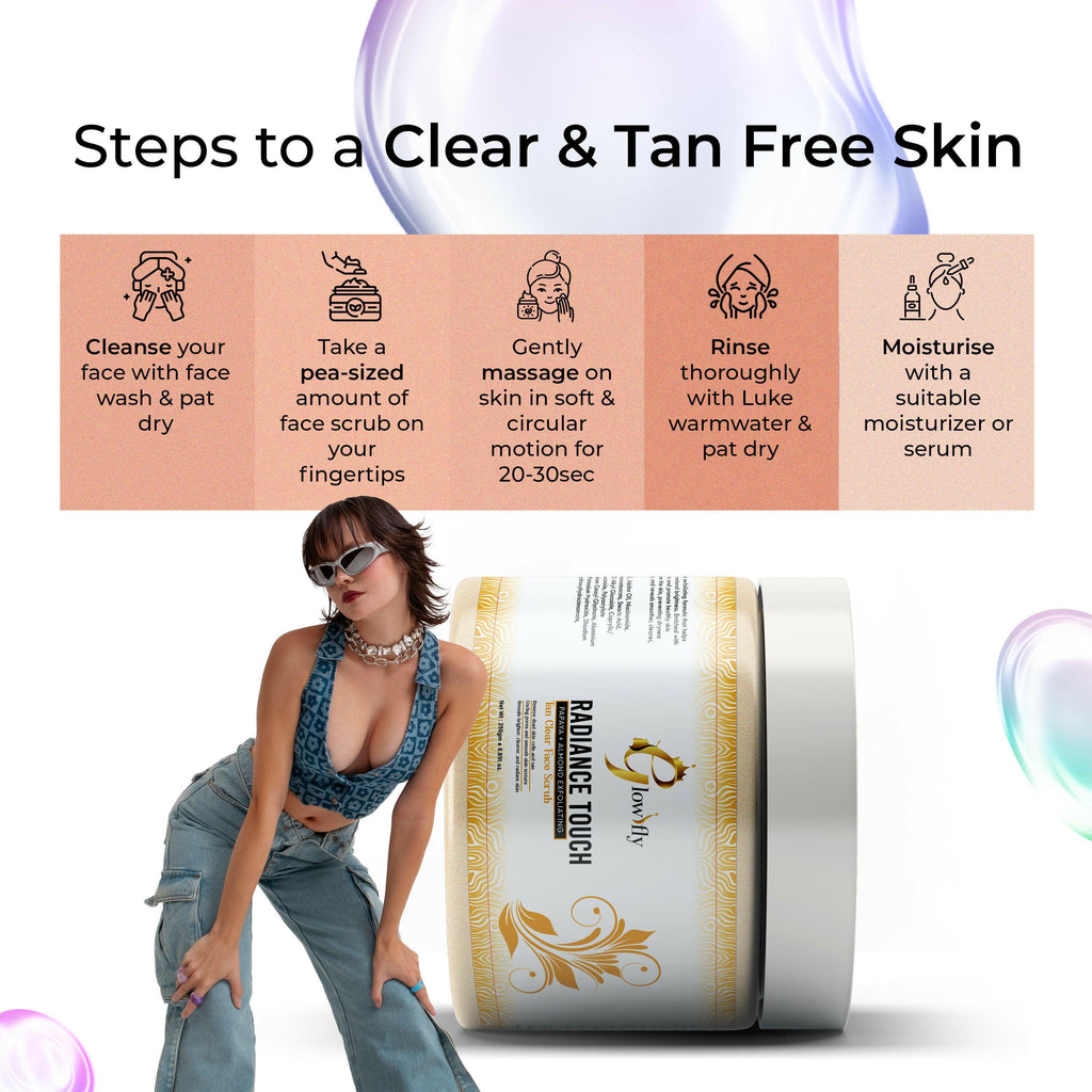 Glowifly Radiance Touch Tan Clear Face Exfoliating Scrub - Papaya Scrub for Face | Grocsy