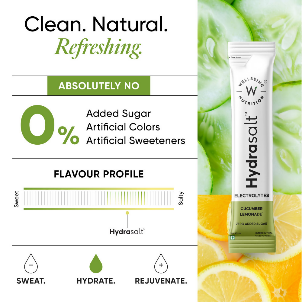 Wellbeing Nutrition Hydrasalt Electrolyte Drink Instant Hydration, Cucumber Lemonade | Grocsy