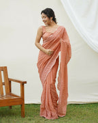 Vamsee Saraswati Orange Georgette Saree | Grocsy