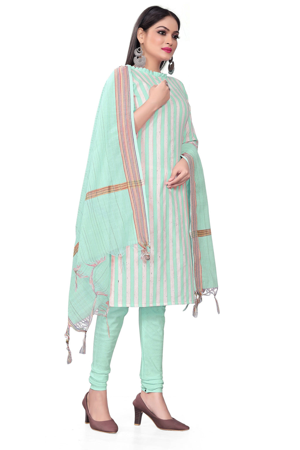 Sky Blue Cotton Jacquard Woven Unstitched Dress Material - Amara | Grocsy