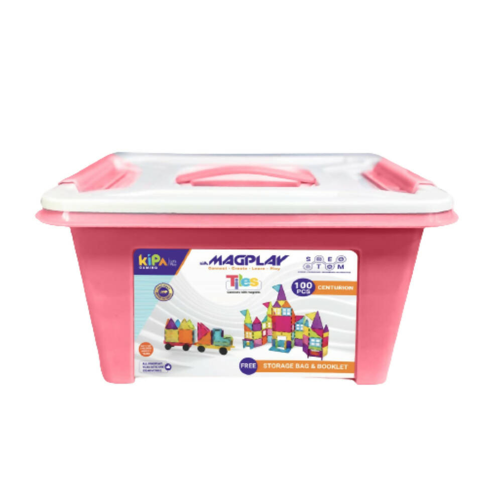 Kipa MagPlay Centurian 100 Pieces Magnetic Tiles Set Constructing and Creative Learning Educational Stem Toy with Smart Outdoor BagPack Kids | Grocsy