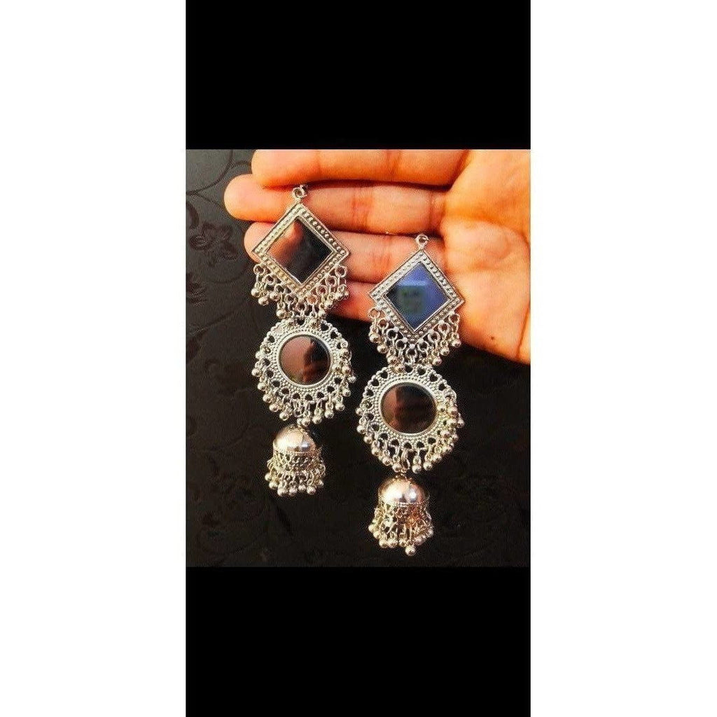 MS Fashion India Muskan Fancy Oxidized Mirror Jhumki Earrings | Grocsy