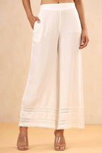 Juniper Women White Rayon Solid Straight Palazzo | Grocsy