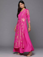 Ahalyaa Women's Traditional wear Ethnic Dress - Pink | Grocsy