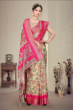 PR Fashion Multi Heavy Rich Cotton Silk Digital Print & Jacquard Saree | Grocsy