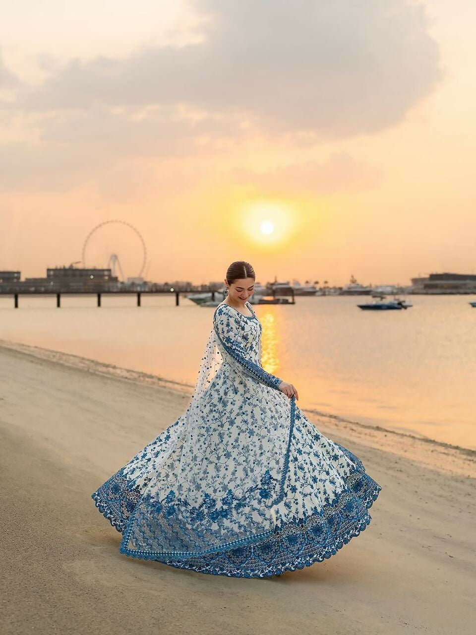 Teeya Creation White Color Faux Georgette Heavy Embroidery Work Wedding Wear Long Gown | Grocsy