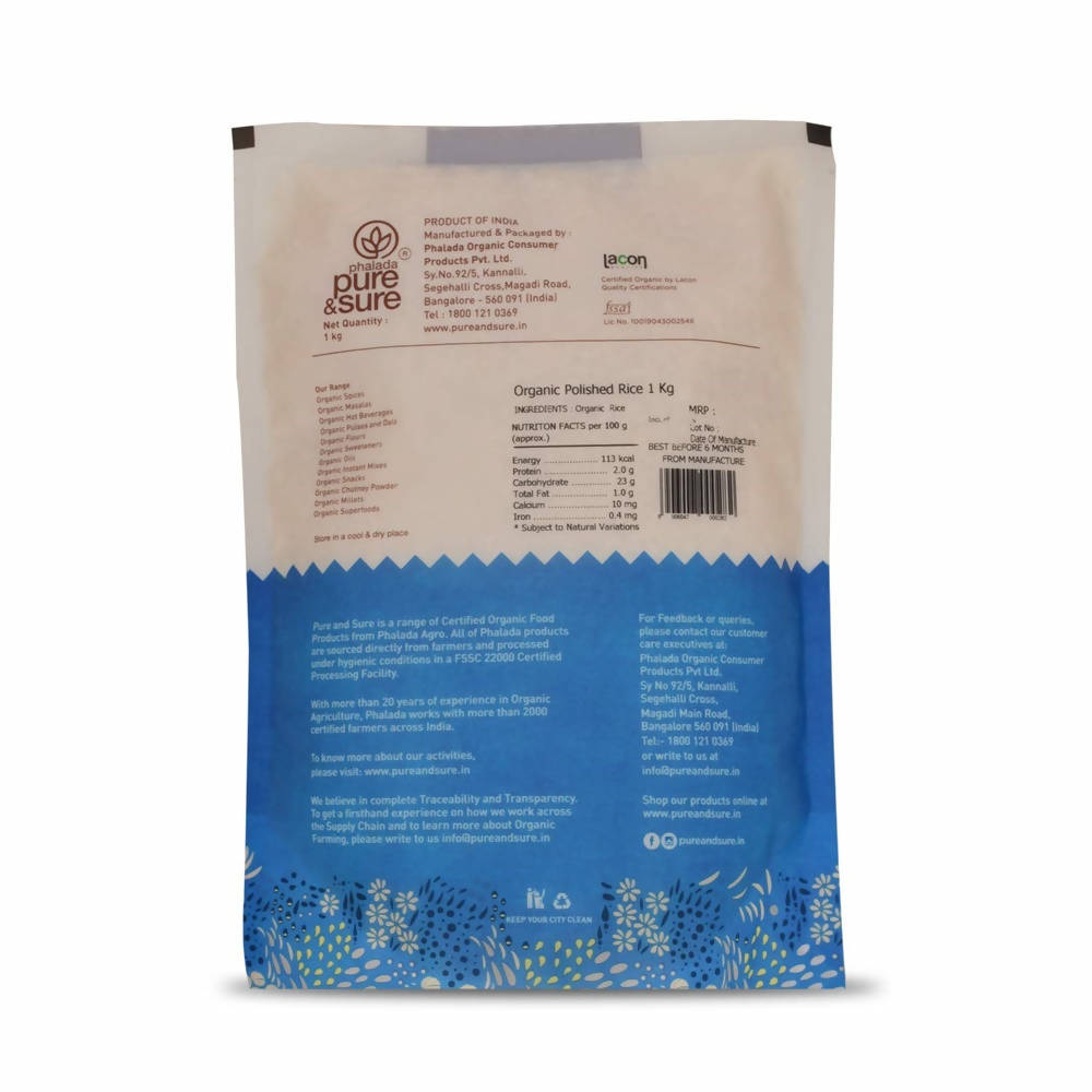 Pure & Sure Sonamasoori Polished Organic Rice | Grocsy