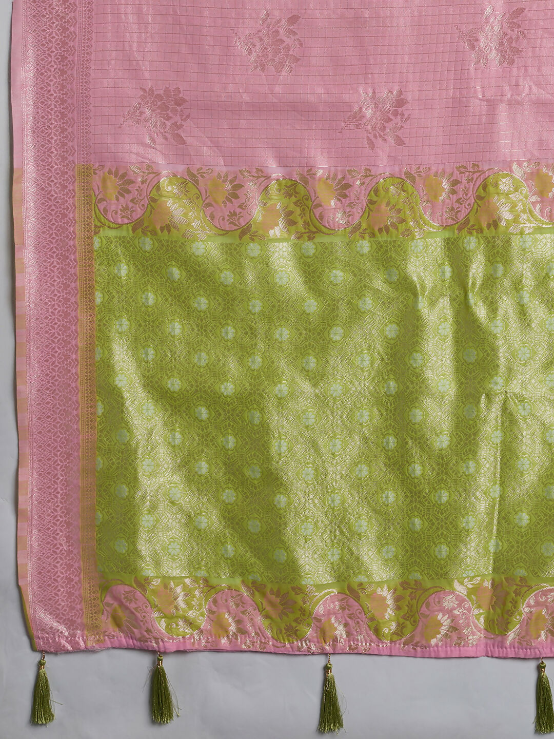 Shree Shyam Fashion Pink Linen Cotton Saree | Grocsy