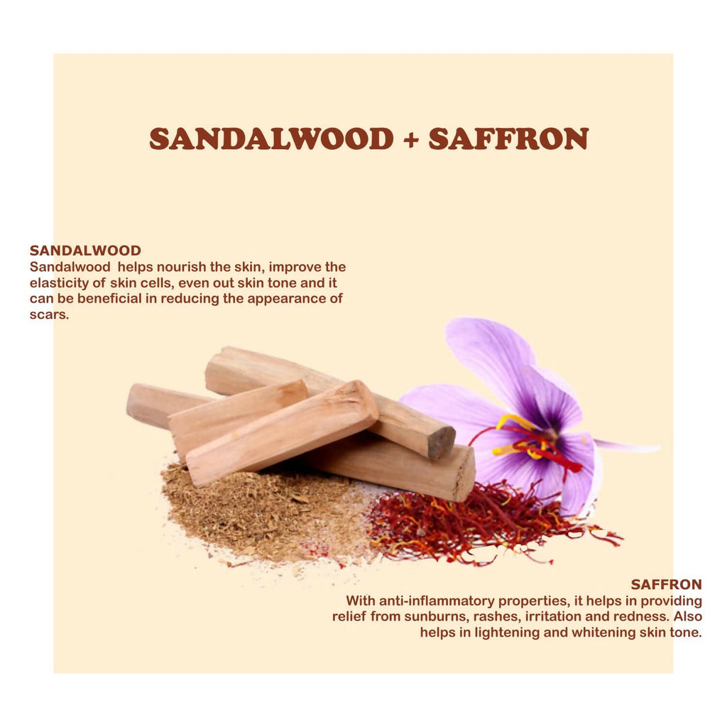 Kimayra Sandalwood + Saffron Face Pack Powder For Brighter Skin Tone, Helps In Anti-Ageing & Soothes Skin | Grocsy