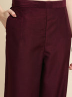 Purple Chinon Silk Embroidered Straight Kurta with Trouser & Dupatta - Salimar | Grocsy