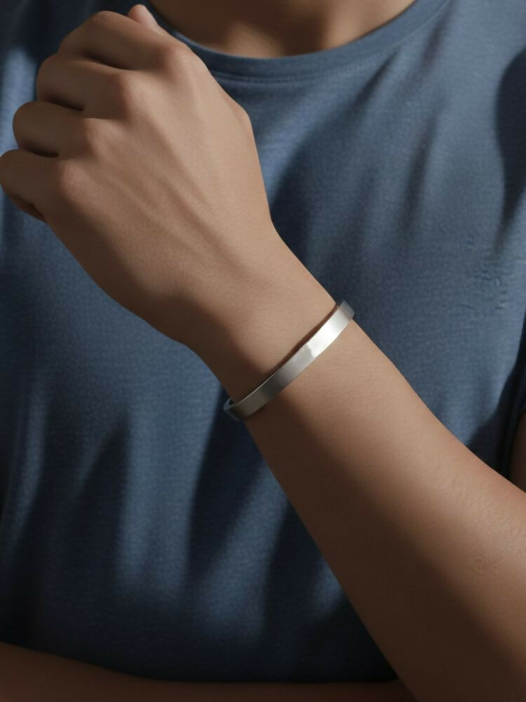 NVR Men's Silver Kada Bracelet | Grocsy